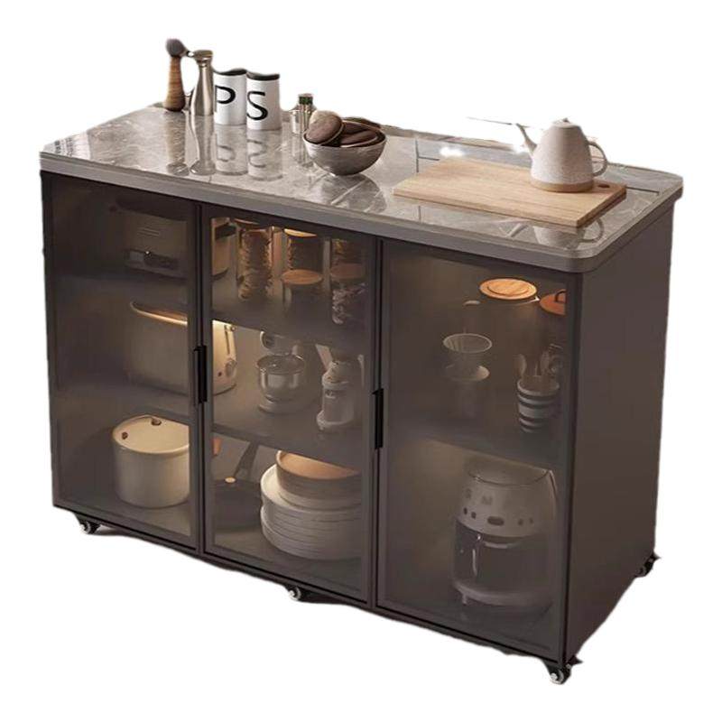 Rock panel kitchen cabinet household multi-layer side cabinet living room multi-function storage cabinet movable storage island