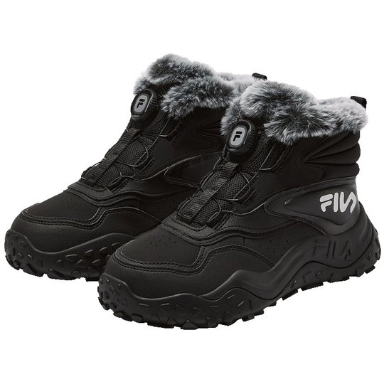FILA KIDS斐乐童鞋儿童加绒保暖防滑靴冬款男大童旋钮运动鞋棉鞋