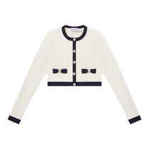 self-portrait 2024 early spring ivory bow knitted round neck long-sleeved top jacket