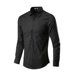 Summer new short -sleeved shirt Men's black shirt slim -fitting business formal color long -sleeved man at work white inch clothes