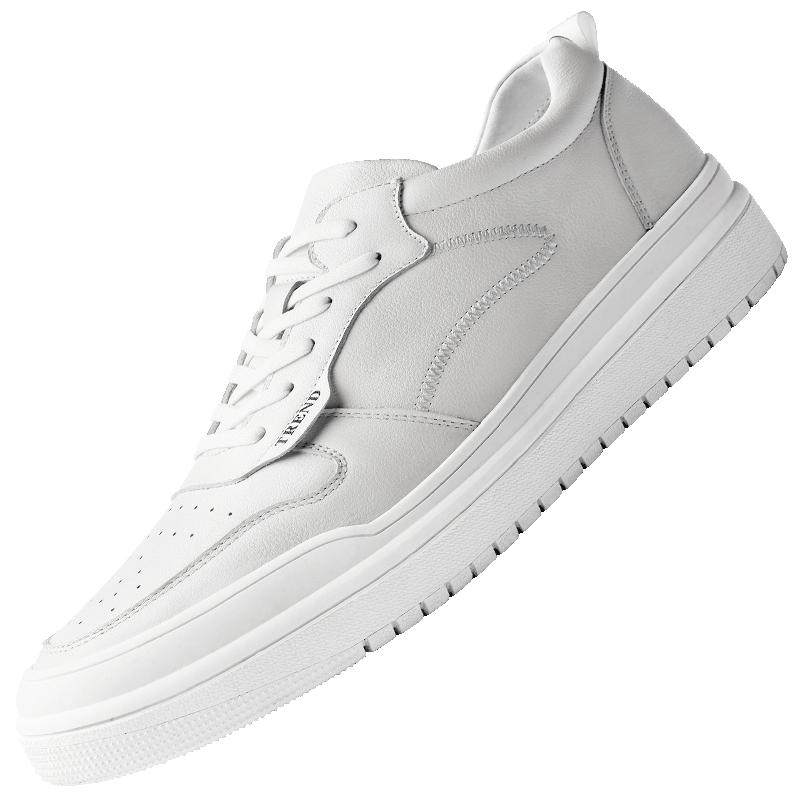 高哥增高鞋男 8cm春夏休闲板鞋皮面运动鞋小白鞋厚底内增高鞋男款