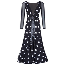 Danbaoluo modern dance skirt 2024 new womens front bow long skirt polka dot dance skirt ballroom dance dress