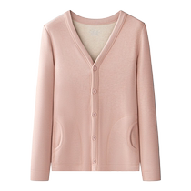 CarreKenbt wearable cardigan thermal clothing for women mulberry silk thickened German velvet middle-aged and elderly wool thermal suit