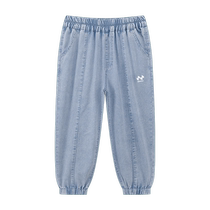 Zuoxi childrens clothing boys anti-mosquito pants childrens Tencel denim 2024 new summer thin trousers summer pants trendy