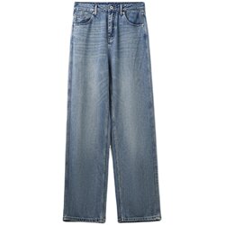 Rongmei nostalgic jeans ~ natural hemp retro fashionable high waist straight wide leg pants