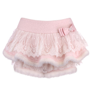 莉摩Bobon21 奶油霜雪 毛绒花边蕾丝毛呢裙裤B2434