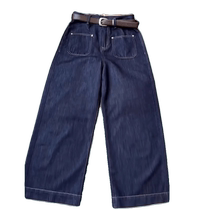 Dark blue straight jeans for women summer 2024 new high-waist slim wide-leg pants for small people versatile eight-point pants