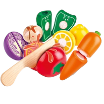 (Self-operated) Hape fruit and vegetable cutlery childrens kitchen wooden baby simulation kitchen utensils educational toys