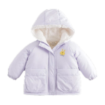 (Three-proof plus velvet) Mark Jenny cartoon graffiti hooded warm cotton winter jacket for boys and girls