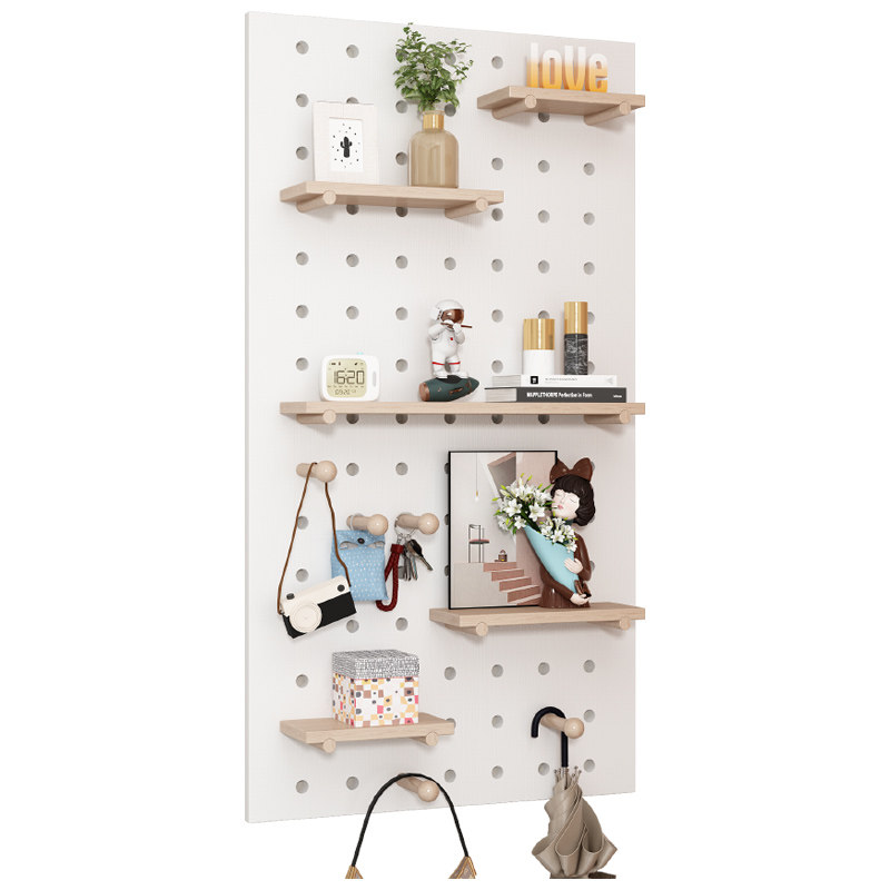 Solid wood hole board wall rack