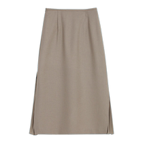 YINER 2024 new summer style twill French pleated design slit skirt