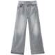 PEACEBIRD 2025 Summer New Grey Wide Leg Washed Jeans A1HAF2138