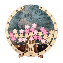Sakura Wedding Signature Board Wedding Preparation Gifts Romantic Arrangement Creative Personalized Wooden Sign-in Frame Book Table
