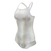 Swans white python women's mid-slit racing swimsuit