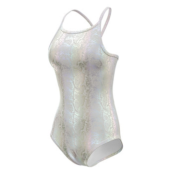 Swans white python women's mid-slit racing swimsuit