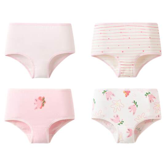 巴拉巴拉女童内裤儿童三角短裤小童宝宝中童平角男童四角裤四条装