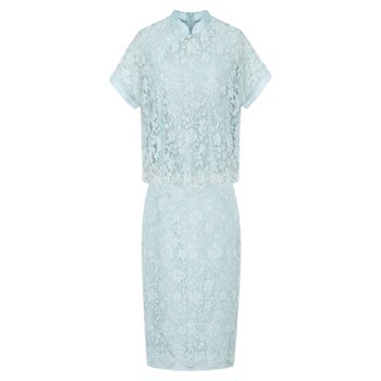 Wardrobe ສີບົວແລະສີຟ້າ 2026 summer ແບບໃຫມ່ lace suit ແບບຈີນເສື້ອ skirt ສອງສິ້ນຊຸດສໍາລັບແມ່ຍິງ