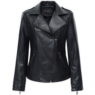 Leather leather jacket for women short motorcycle jacket