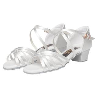 新款专业白色拉丁舞鞋儿童女童舞蹈鞋女孩比赛高级拉丁舞小白鞋软