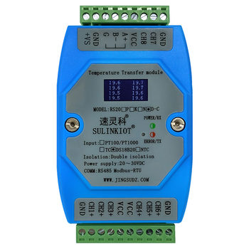 8-channel DS18B20 sensor temperature transmitter temperature acquisition module RS485 communication isolation RS20D-C