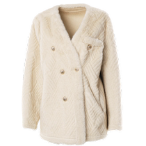 DPLAY Xiaoxiangfeng coat winter beige fur one-piece coat imitation fur warm fur coat environmentally friendly fur