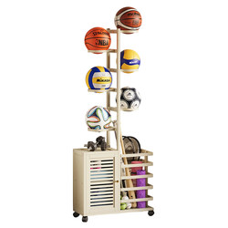 Basketball Storage Rack, Movable Sports Equipment Storage Rack, Household Floor-Standing Multi-Layer Football and Badminton Storage Rack