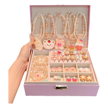 High-end baby necklace gift box little girl princess bracelet ring toy childrens birthday gift jewelry box set