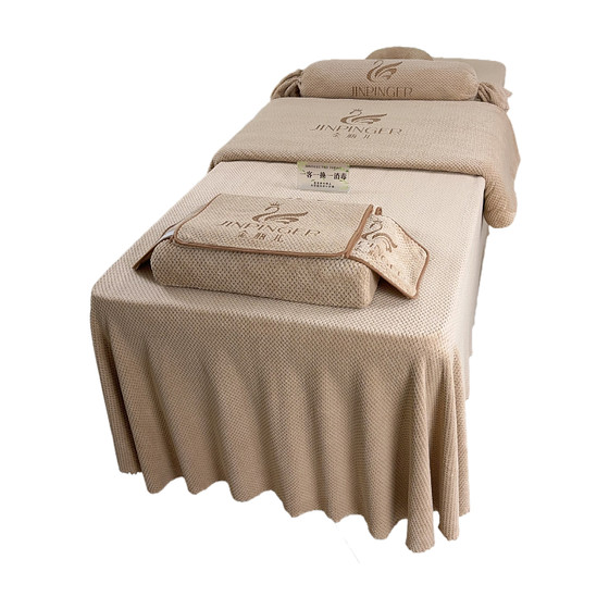 Golden Vase Beauty Bedcover Set of Four Pieces with Nordic Style Free Engraved Logo Khaki Warm Color to Create a Warm Atmosphere