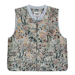 NAZ large size spring new new Chinese style national style embroidery printed waistcoat fat mm jacquard disc buckle vest for women