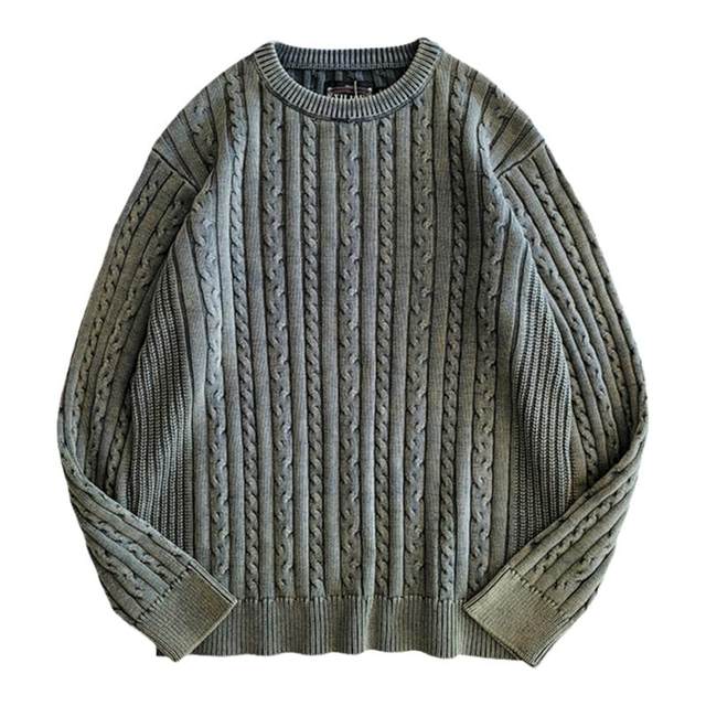 Silibu pullover full cotton thread round neck long sleeve knit sweater