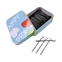 HOUYA black one-word hairpin small black hairpin hairpin broken hair side clip wavy rigid clip fixed