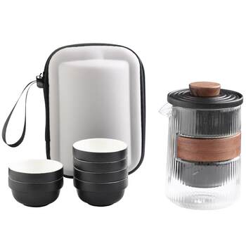 Glass travel tea set portable quick cup