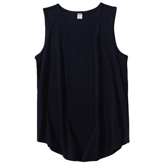 夏季街头潮流240g重磅纯棉宽松纯色圆弧下摆背心男士内搭打底汗衫