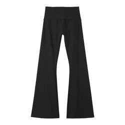 Crystal Black Label Women's 2023 New High -waist Embroidered Fun Fan Yoga Pants Straight Skin -Senior Micro Pants Female