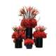 Field artificial flowers, green plants and floral arrangements