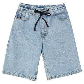 MindError ME Elephant Shorts Elephant Embroidered Pocket Loose Cotton Denim Shorts