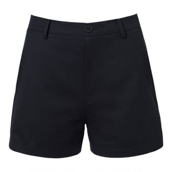 Mengjian ແບບ minimalist, tailoring ງ່າຍດາຍ, ສັ້ນຊຸດສີດໍາ, ແອວສູງ, ຂາຊື່ກະທັດຮັດ, ແບບອະເນກປະສົງສໍາລັບການເດີນທາງ.