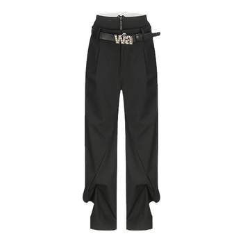 WEancheAM/WEANCHEAM 24SS Spring and Summer New Double Waist Pants Straight Pants Women's Design Commuting Casual Pants