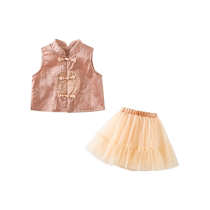 Girls suit summer 2024 new style childrens fashionable childrens clothes baby national style two-piece set summer trend