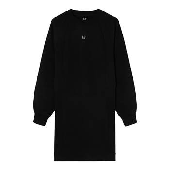 Gap Women's 2024 Spring New Logo Simple Splicing Long Sleeve round Neck Dress Sweatshirt Skirt 430319