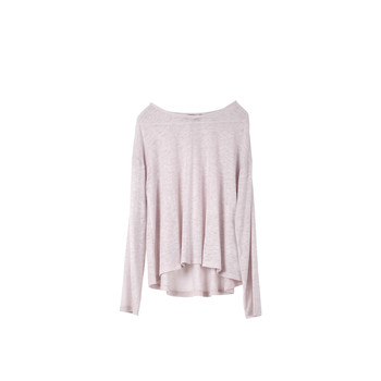 Haute fancies's post-concept elegant camellia pink ເສື້ອຍືດຄໍຍາວແຂນຍາວ super ສໍາລັບແມ່ຍິງພາກຮຽນ spring