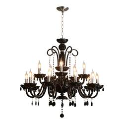 French-Style Living Room Chandelier, Vintage Crystal Lamp, Black Mid-Century Main Light, High-End Designer Master Bedroom Lighting, Elegant