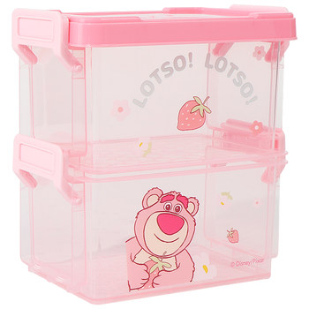 miniso ຜະລິດຕະພັນທີ່ມີຊື່ສຽງ Disney Fruit Series Strawberry Bear Storage Box Cute Desktop Miscellaneous Accessories Storage