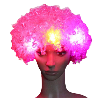 ແຟລດ led ທີ່ມີສີສັນ afro wig headgear ທີ່ມີສີສັນໃນງານລ້ຽງງານລ້ຽງ props luminous wig headdress