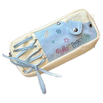 The same dopamine denim pencil bag for small red book, large capacity, girls' pain bag, high-value, ins style stationery storage bag