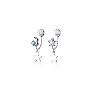 Star asymmetric sterling silver painless ear clips without pierced female simple high-end feeling niche cold wind earrings earrings