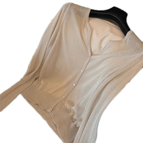 Ice silk knitted sun protection cardigan for women in summer thin style with suspender long skirt and small shawl air conditioning shirt top blouse