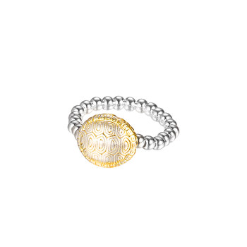 Pure silver 999 rich world round bead ring