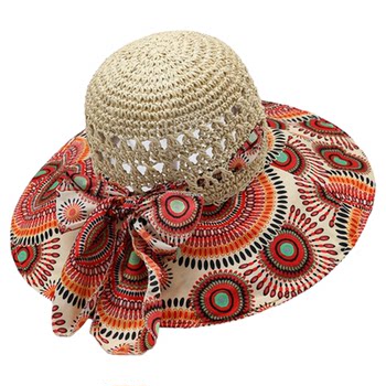 Ethnic style large brim sun hat for women summer sun hat