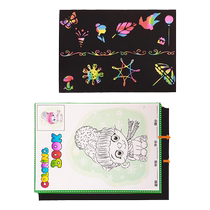 100 sheets of scratching paper set colorful graffiti paper 16k drawing paper black scratching paper colorful color-changing drawing book scratching paper childrens art creative painting kindergarten hanging drawing paper a4 bamboo pen handmade